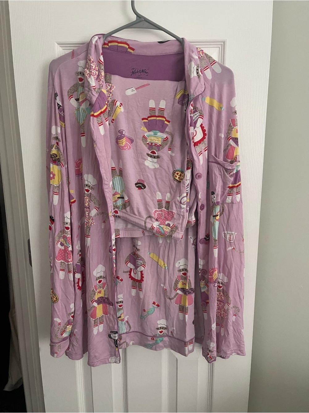 Nick & Nora Lavender Novelty Sleep Top with Colorful Accents